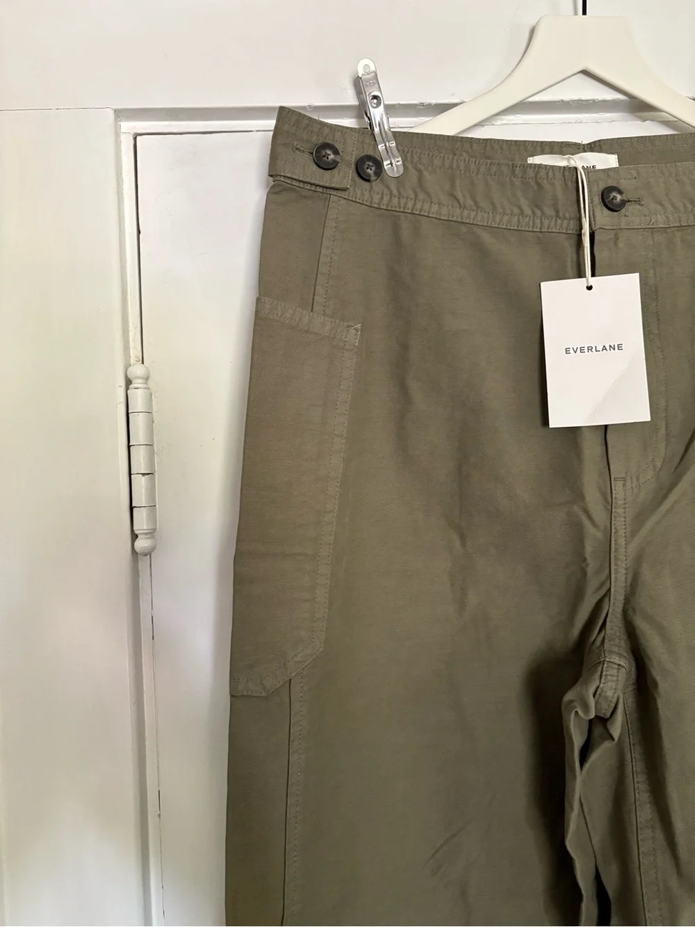 NWT EVERLANE The Fatigue Barrel Pant Kalamata Olive Green Cotton Linen Blend 6